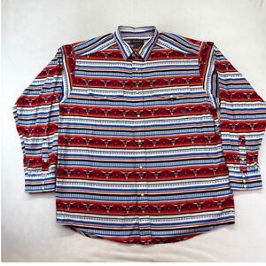 Ariat Pratt Snap LS Shirt Mens XL Multicolor Serape Steer Head Western Rodeo